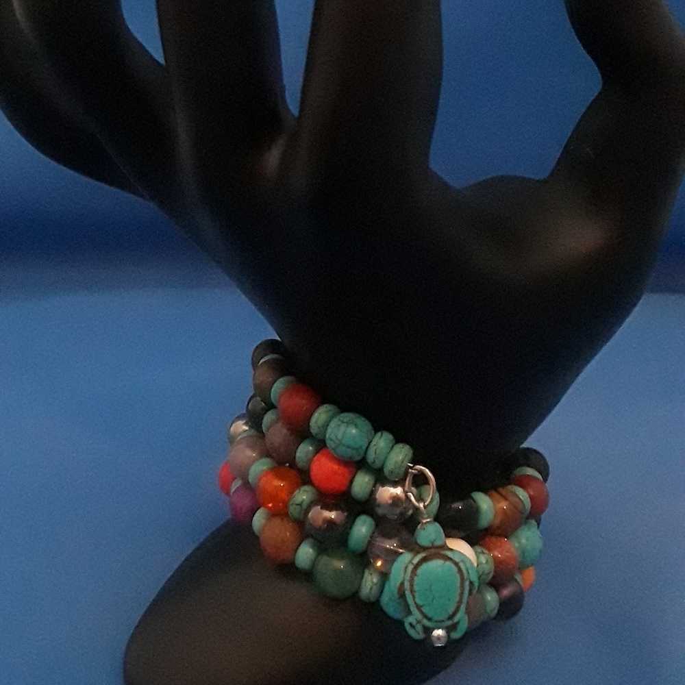 Rustic wrap stone bracelet